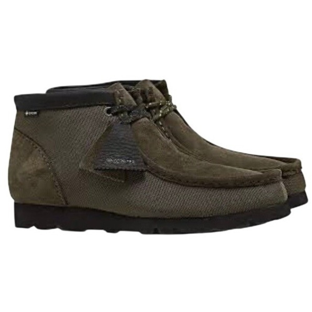 Men's Clarks Wallabee Olive Green Goretex Textile Suede Waterproof | SZ: 10